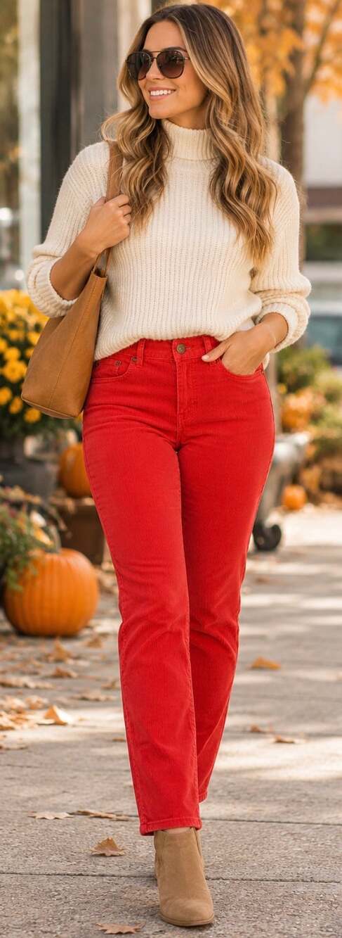 J.Crew City Fit Women's Red Corduroy Pants Straight Leg Trousers